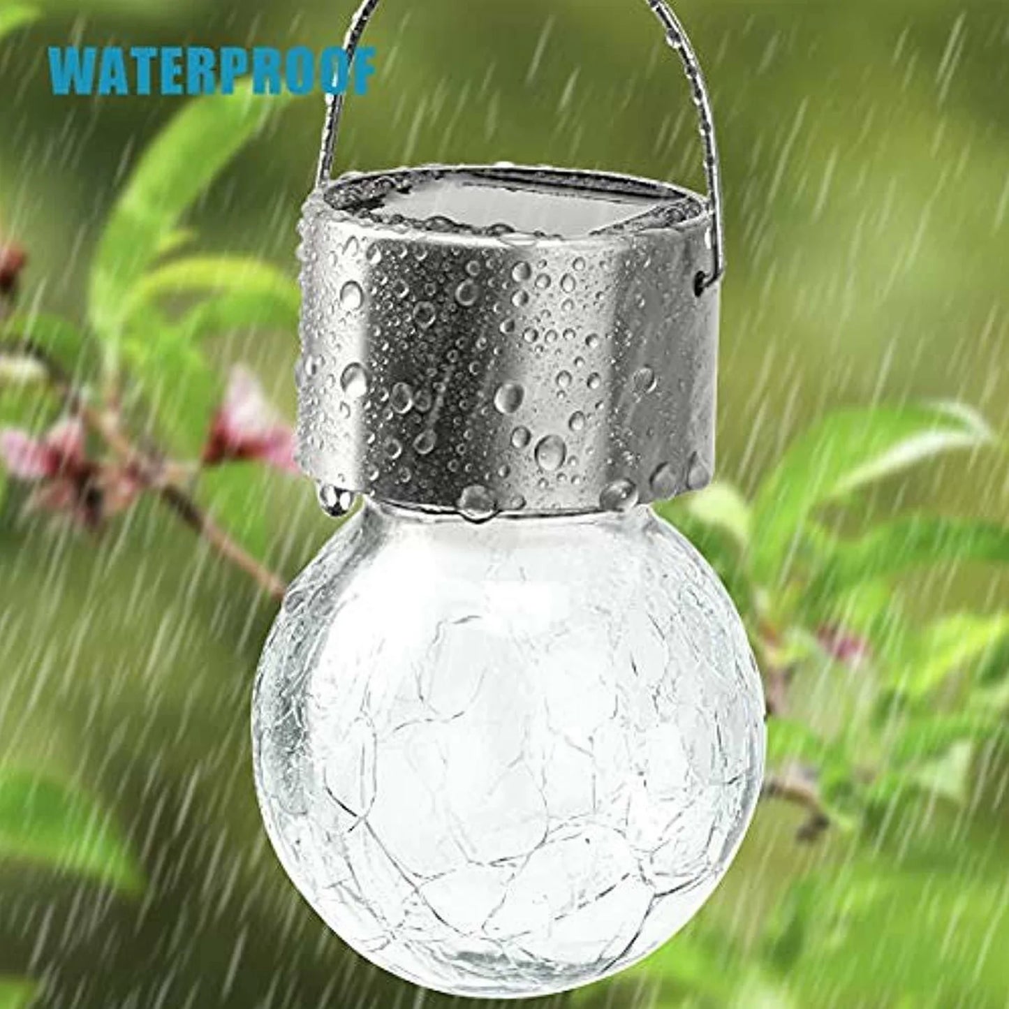 Hanging Solar Lights Glass Ball Shape Crack Pattern Energy Saving Solar Charging Automatic Sensing Bulbs for Outdoor