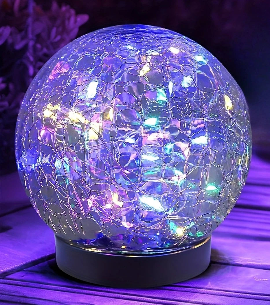 Solar Cracked Glass Globes - Waterproof Outdoor Ball Lights for Patio/Yard Decor
