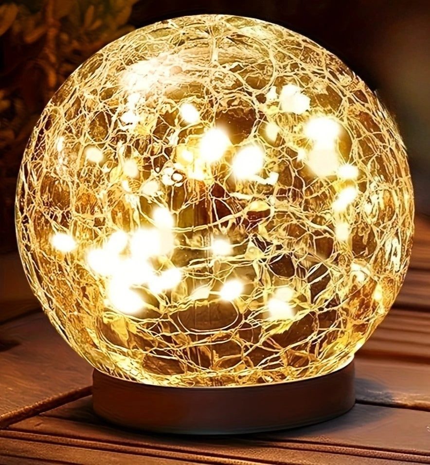 Solar Cracked Glass Globes - Waterproof Outdoor Ball Lights for Patio/Yard Decor