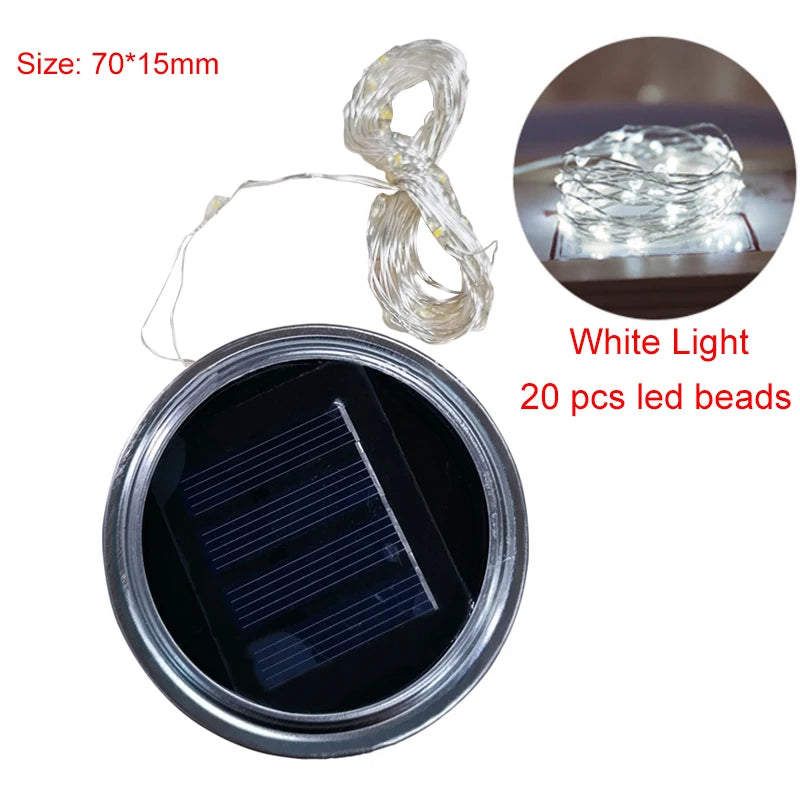 Solar Decorative Fairy Light Outdoor Waterproof Light Control Solar Power Glass Decorative Light Lid Accessories Solar Lamp Bead