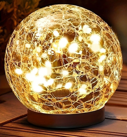 Solar Cracked Glass Globes - Waterproof Outdoor Ball Lights for Patio/Yard Decor